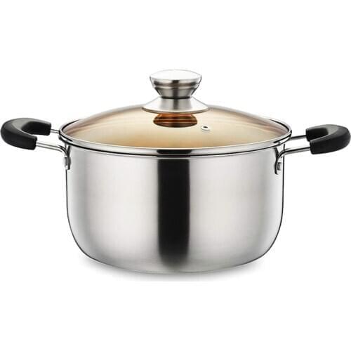 Stainless Steel Stock Pot, 4-Quart Stock Pot, with Lid, Heat-Resistant Double Handle Thickened Stock Pot