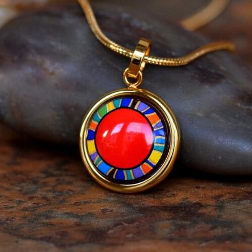 2020 New Enamel Color Jewelry Enamel Color 20mm Medium Circle Necklace Pendant Woman fashion Pendant with Chain