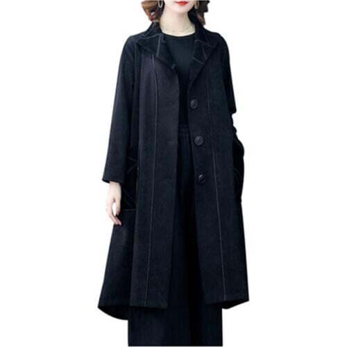 Autumn winter overcoat new mid-length womens foreign style noble loose large size Single-breasted Abrigos 2020 D48
