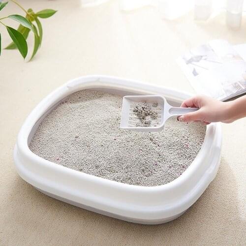Gray PP Lightweight Semi-closed Detachable Anti-splash Pet Cats Sand Litter Box Toilet With Scoop Suitable For All Kinds Of Cats