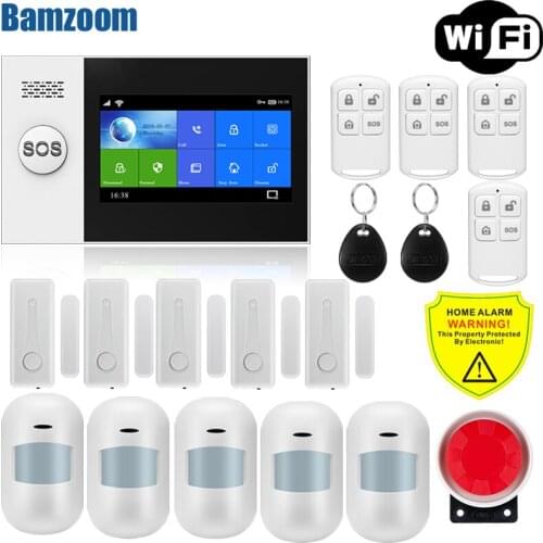 Home Alarm System Wifi GSM Alarm Intercom Remote Control Autodial 433MHz Detectors IOS Android APP Control Touch Keyboard