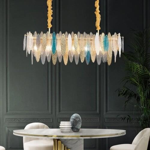 Modern Dining Room E14 Led Pendant Lights Modern Gold Metal Glass Hanging Lamp Lustre Indoor Led Lighting Luminarias Fixtures