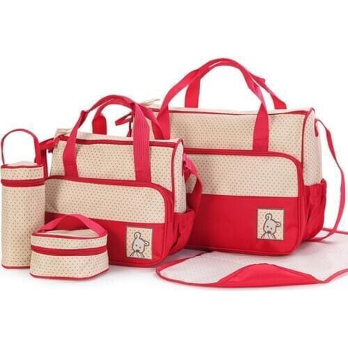 5PCS/Set Baby Diaper Bag Pregnant Mother Bags multi function Kid Stroller Bags Nappy Baby Groot Bags For Mom