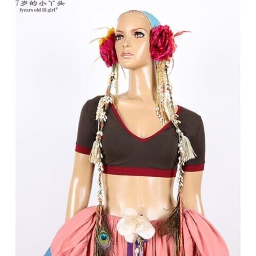 Belly dance top Lycra cotton Belly dance V collar choli short top BTT01-05