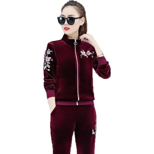 Spring Autumn Sportsuit Suits 2020 Womens Sets Large Size 5XL Embroidery Elegant Three-piece Suit Pants Suit Sportswear K1000
