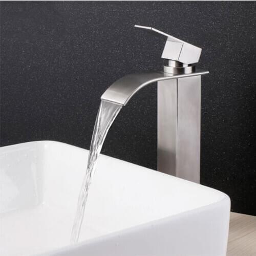 Waterfall bathroom basin faucet square wide water mouth face wash taps