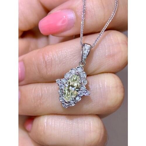 XHD520 Solid Pt900 Platinum Nature White Diamonds 1.167ct Pendants Necklaces for Women Fine Jewelry for Women Gifts