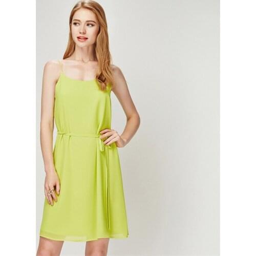 YYFS 2019 Summer Solid Color Women Chiffon Dress Vacation Boho Bohemian Beach Backless Knot Open Back Simple Cami Dress Women