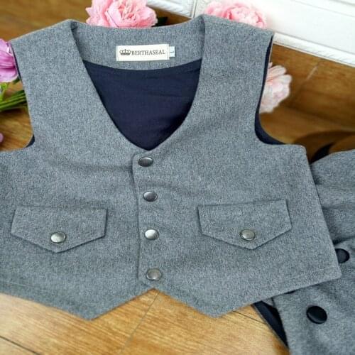 New formal baby boys woolen vest birthday party gentleman children v-neck short waistcoat