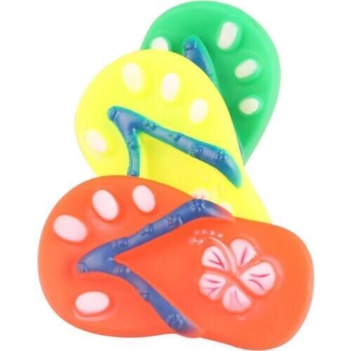 1 Piece Random Color Rubber Pet Puppy Toy Puppy Chew Play Slipper Flip-flops Shape Squeaky Sound Cute for Small Dogs Supplies