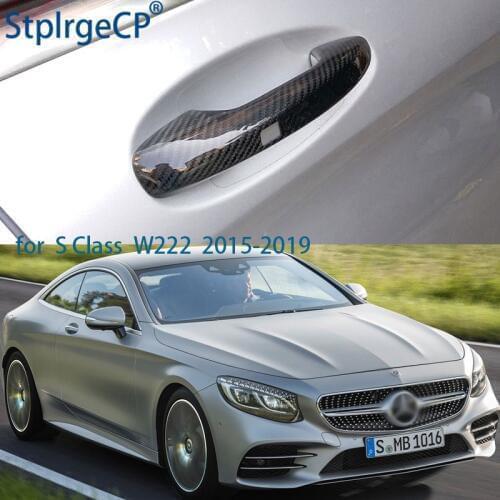 100% Real Carbon Fiber Auto Outer Door Handle Cover for Mercedes Benz S Class W222 S320 350 450 500 560 400 2015-19 Car Styling