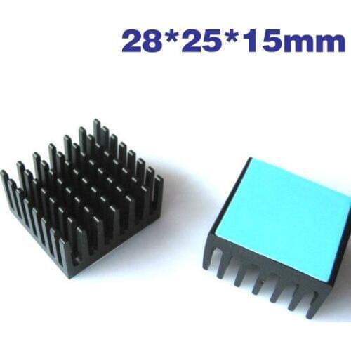2PCS Radiator 28*28*15mm Black Heatsink With for 3M 8810 Thermal Pad Black Groove Heatsink