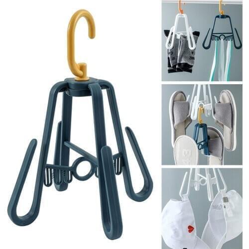 3 Colors Plastic Non-slip Foldable Drying Rack Multifunctional Practical Drying Shoe Rack Windproof Double Rotating Drying Racks