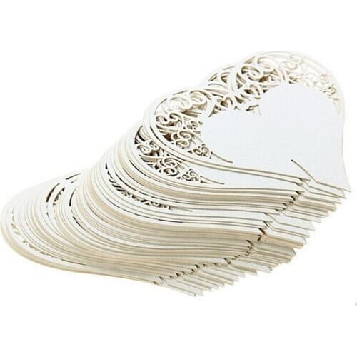 50pcs / Multi Wedding Table Decoration Positioning Card Laser Cut Heart-shaped Flower Wine Glass Place Love Seat Hollow Card Wed