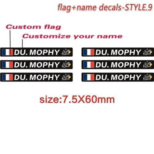 6PCS Custom Name with Country Flag Sticker fo Bike Frame Bicycle Cycling Decals STYLE 9