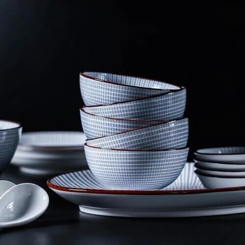 ANTOWALL Japanese style ceramic bowl ,microwave safe bowl , procelain sushi plate, big soup bowl