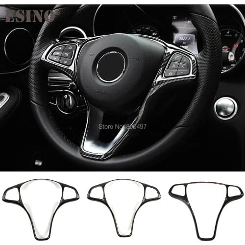 Car Steering Wheel Button Trim Sticker Decorative Frame Cover Accessory for Mercedes Benz W205 W213 V260 GLA GLC GLE E C Class