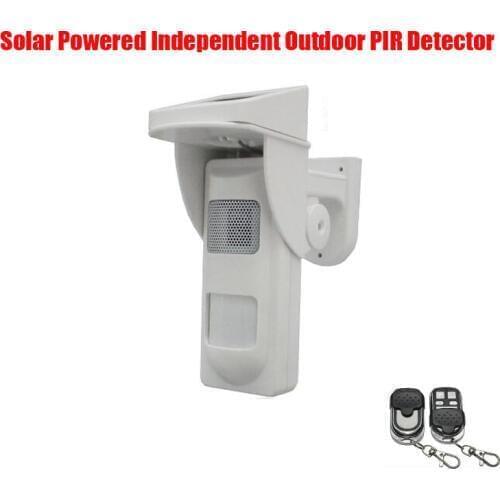 Standalone Outdoor Solar Powered Infrared Passive PIR Alarm Detector Sensor w Sound&Flash Reminder