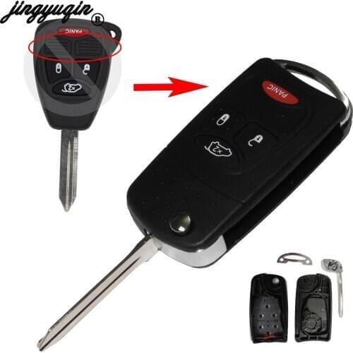 Jingyuqin 4 Buttons Remote Flip Folding Key Shell Case For Chrysler Sebring Pacifica Dodge Avenger Nitro Jeep Wrangler Liberty