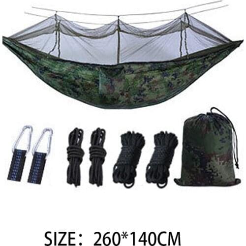 Camping Double Hammock With Mosquito Net Portable High Strength Nylon Parachute Fabric Sleeping Swing Outdoor Garden Hammocks