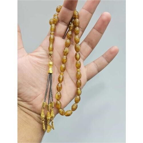 Islamic Tasbih Muslim Rosary Beads 33 Prayer Rosary For Men Bracelet For Men Accessory amber oltu amber stone Handmade Turkey