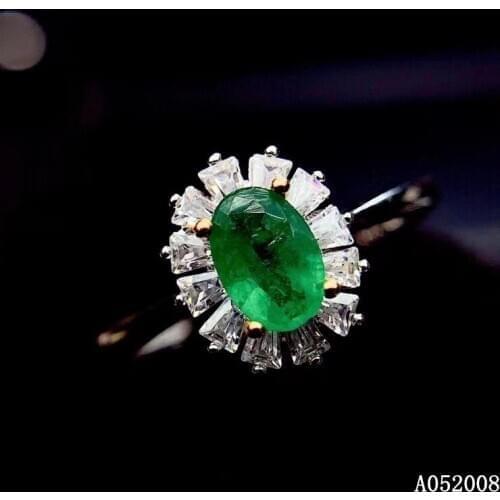KJJEAXCMY fine jewelry 925 sterling silver inlaid natural emerald ring new female gemstone ring exquisite support test