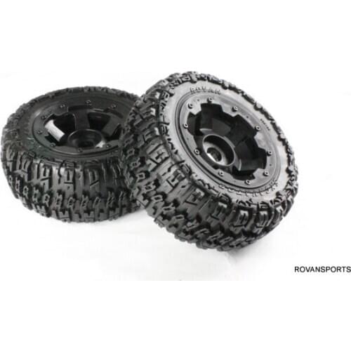 Rear wheel with knobby tire set for 1/5 scale HPI KM Rovan BAJA 5T 5SC 195X80