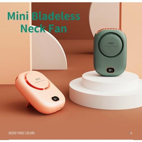 Mini Portable Bladeless Neck Fan USB Rechargeable Silent Cooling Fans 3 Speeds Adjustable Waist Fan Outdoor Travel Air Cooler