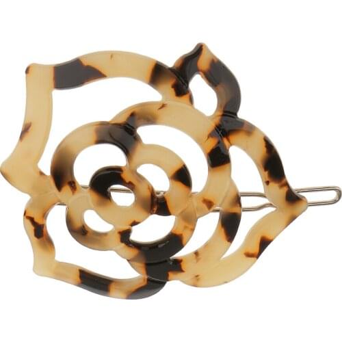 Fashion Women Acrylic Leopard Print Circle Hair Clip Barrette Pin Hairpins