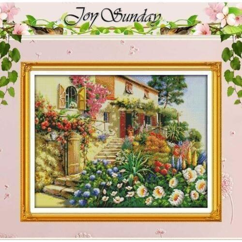 Garden Villa (2) Patterns Counted Cross Stitch Diy 11CT 14CT Cross Stitch Set Landscape Cross-Stitch Kit Embroidery Needlework
