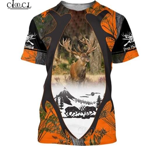 HX Newest Popular Animal Elk Hunting T Shirt 3D Print Tops Harajuku Fashion Tees Women Mens T-Shirt Clothing Drop Shipping