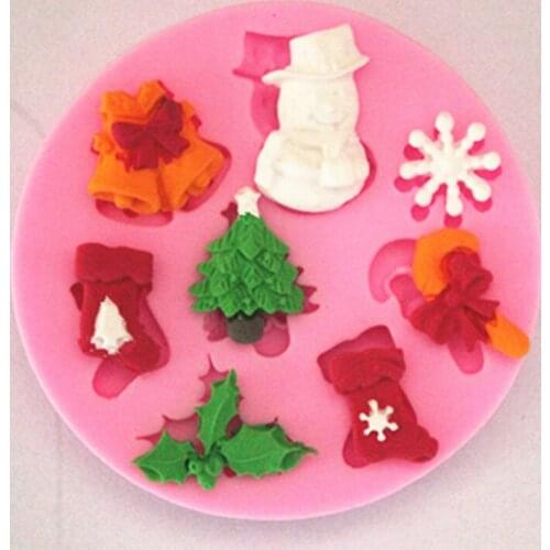 New Arrival Mini Christmas Elements Silicone Cake Fondant Mold, Cake Decoration Tools, Soap, Candle Moulds