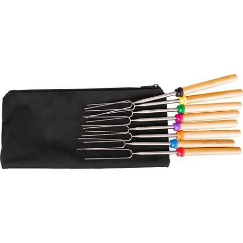 Stainless Steel Roasting Marshmallow Stick Set Extendable Dual Fork Outdoor BBQ for Household Kitchen BBQ Supplies