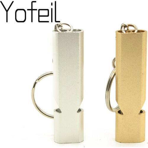 Outdoor Camping Hiking Double-Frequency Emergency Survival Aerial Aluminum Alloy Whistle Keychain Accessory Sport Team Gift