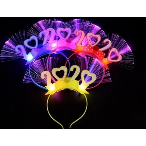 4Pcs Colorful Adults Kids Cute Bowknot 2020 Glowing Party Headband Hair Band Accessories