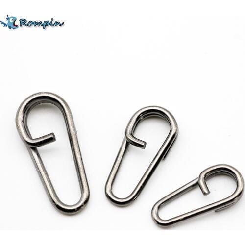 Rompin 50pcs/bag Bent Head Oval Split Ring Carp Stainless Steel Carp Fishing Tackle Accessories size16 18 21 Snap Swivel
