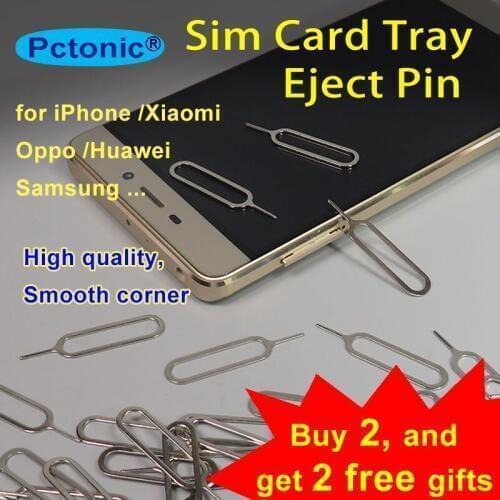 PCTONIC Sim Card ejector pin for iPhone Tray Eject needle Tool Pin high quality for xiaomi samsung huawei phone