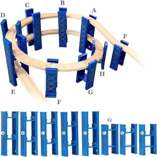 Blue Circular Double-layer Elevated Railway Bridge Bridge Bracket Suitable for Brio Wooden Trains Childrens Educational Toys