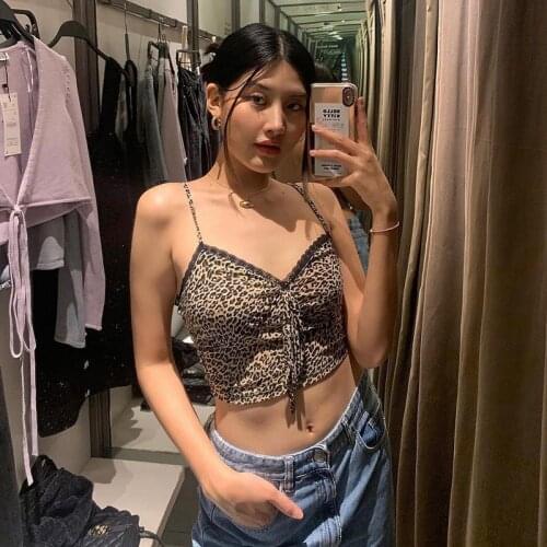 QuanRun Sexy Women Halter Crop Top Sleeveless Leopard Print Tank Top Fashion Femmal Vest Party Club Streetwear 2021 Spring