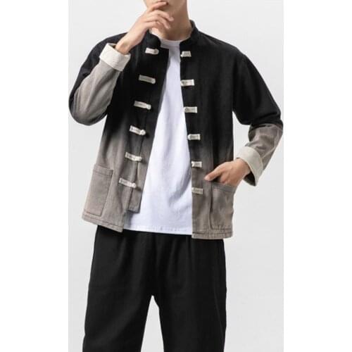 Sinicism Store Gradient Casual Chinese Style Men Jackets Autumn 2019 Vintage Mens Jacket Fashion Single Breasted Male Coat 5XL
