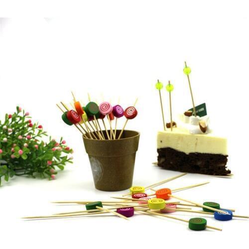 100 Pcs 12 Cm Pearl Bamboo Receptacle Cocktail Food Skewer Keys Eat Fruit Meal Anti-Frisbee Sticks Party Wedding Festival Supply