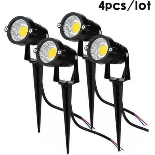 4pcs New Style 3W 5W 10W COB Garden Lawn Lamp Light 220V 110V 12V Outdoor LED Spike Light Path Landscape Waterproof Spot Bulbs