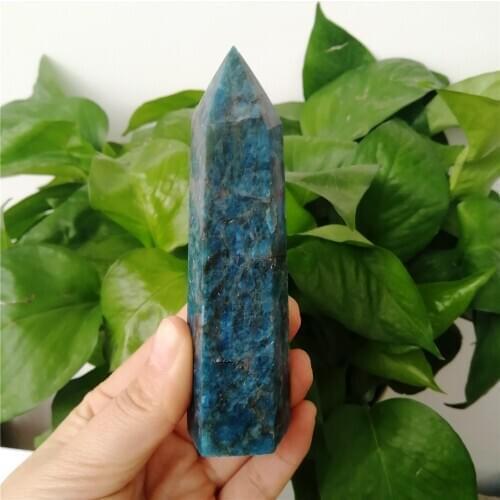 8-9cm Natural Reiki Blue Apatite Crystal Wand Stones Crystal Single Point For Healing Wand Home Decoration Gifts