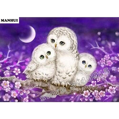 Diamond Cross Stitch Painting Diamond Embroidery Square Diamond Mosaic Picture Home Decoration Owl family BFC247