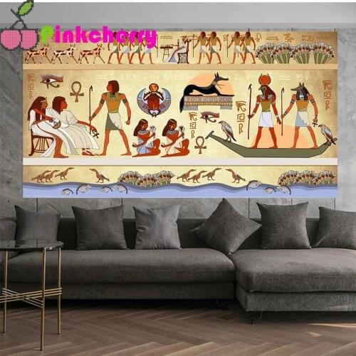 Diamond Painting Egyptian hieroglyph mural Full Drill DIY Diamond Art Embroidery Cross stitch Mosaic large Decor k609