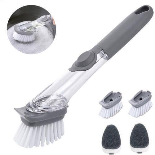 Automatic Kitchen Cleaning Brush Scrubber Dish Bowl Washing Sponge Automatic Liquid Dispenser Kitchen Pot Cleaner Tool