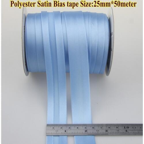 Free shipment-Polyester Satin Bias Tape,bias binding tape size: 25mm ,width 1",2.5cm,color sky blue,sewing accessories,DIY item