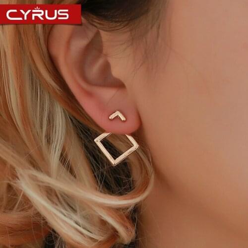 Bohemian Hollow Triangular Rhombus Earrings for Women Silver Color Simple Geometric Statement Studs Femme Mujer Boho Jewelry