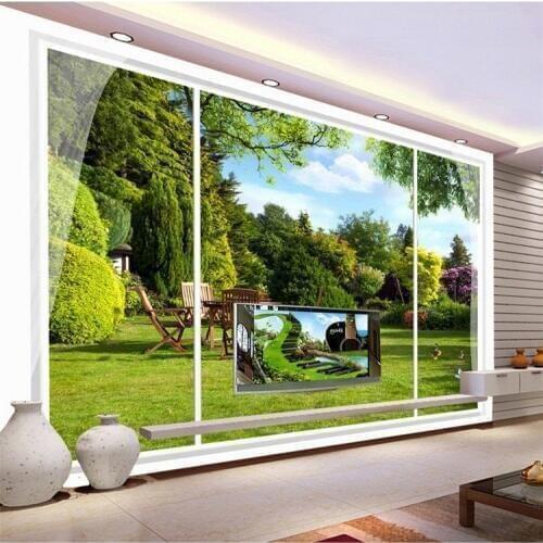 Large fresco 3d modern pastoral scenery living room TV bedroom warm background wallpaper blue sky grass wallpaper