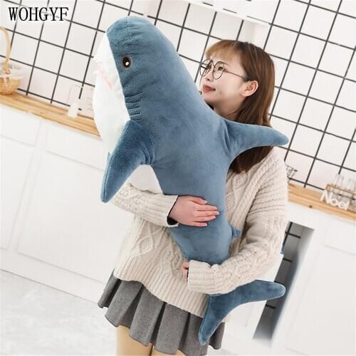 100/140cm Big Giant Polupar Shark Plush Toy Soft Plush Shark Skin Semi-finished Coat Fish Pillow Toys Dolll Gift for Kids Child